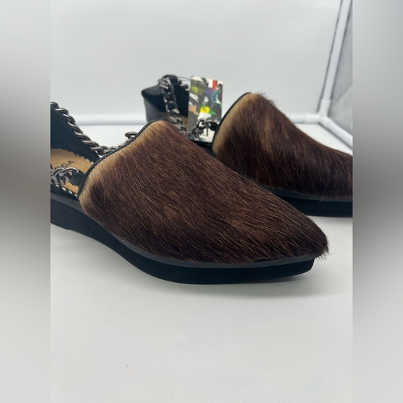 NWT TOGA PULLA Pony Hair Brown Cream Leather Chain Platform Loafer Flat Shoes 39 - Picture 7 of 17
